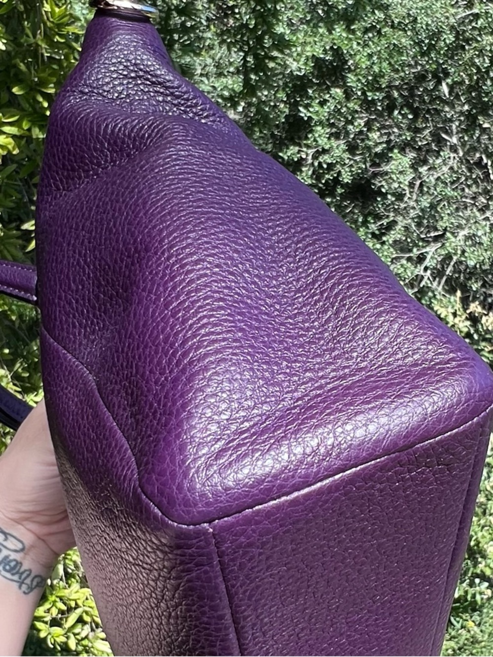 COACH Purple Pebble Leather Shoulder/Crossbody Purse w Gold Hardware AUTHENTIC - Picture 7 of 14